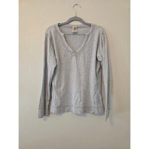 Carhartt Women’s Gray Thermal Henley Top Size Large Cozy Minimalist Workwear